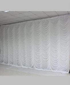 Nya 10ftx20ft Wedding Party Stage Bakgrundsdekorationer Bröllopsgardin Bakgrundsdukar i Ripple Design White Color274C33903563826460