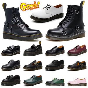 Platform Nappa Deri Dr Dr Martin Boot Ayak bileği Martin Airwair High Doc Martens Bayan Tasarımcı Botlar Martins Kadın Loafers Ayakkabı Sarı Pamuk