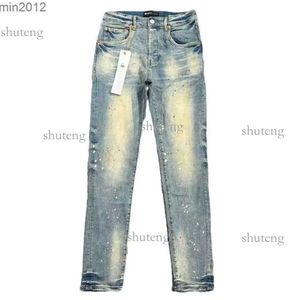 Purple Designer Pants Pantalones Mens Ripped Straight Regular Jeans Denim Tears Washed 228