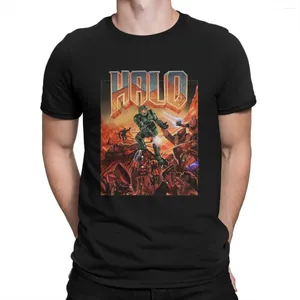 Homens Camisetas H-Halo Criativo Tshirt para Homens Jogo Redondo Collar Camisa Básica Hip Hop Presente Roupas Streetwear