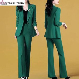 Calças femininas de duas peças primavera jaqueta fina calças casuais de duas peças elegantes calças femininas terno gerente escritório roupas moda blazer 231127