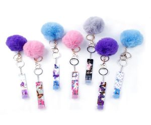 Contactless Bank Card Grabber Party Favor Long Nail Keychain DIY Keyring with Plush Ball6075059