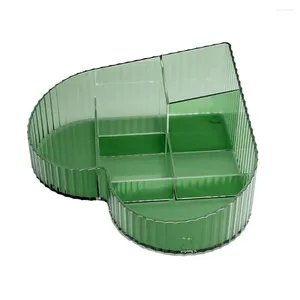 Storage Boxes Love Heart Makeup Box Plastic Cosmetic Multi-compartment Organizer For Bathroom Countertop Brushes