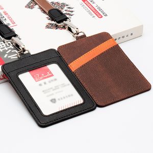 PU ID Cards Cover Bank Business Students Work ID Card Holders Without Lanyard Credit Card Protector Case Bags Retractable Badge