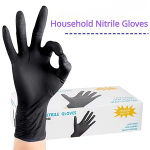 100PCS Disposable Black Nitrile Gloves For Kitchen Cooking Latex Free WaterProof Durable Working Tattoo Gloves For Dishwashing