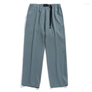 Mäns byxor 72221 Autumn Men's Casual Harajuku Sweatpants Solid Colic Elastic Midje bältebyxor andningsbara harem för män