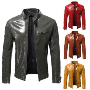 Men's Jackets Men's Autumn Shiny Leather Jacket Fashion Self-cultivation Stand-up Collar Motorcycle Suit PU Handsome Short Top S-5XL 231127