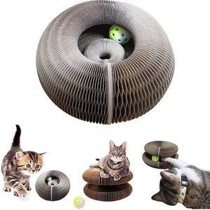 Toys Magic Organ Cat Scratch Board Cat Toy with Bell Cat Grinding Claw Cat Climbing Frame Round Paper Toy Cat Scratch Toy