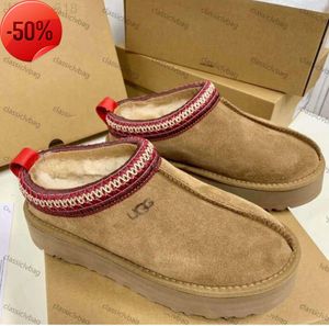 Tasman Terlik Kestane Kürk Slaytlar Koyun Dinini Shearling Tazz Yeni Katırlar Kadın Erkekler Ultra Mini Platform Bot Slip-On Ayakkabılar Süet Üst Konfor U G Boots Sonbahar Kış BBHHG