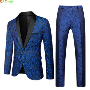 Men's Suits Blazers Show/Party 2 Piece Set Men JacketPants Wedding Dress Blazer Coat and Trousers Blue White Red Black Mens Suits Plus Size S-6xl 230427