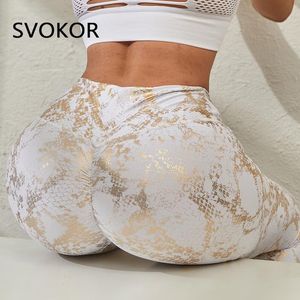 Legginsy Svokor płynne bąbelki tyłek Kobiety Legginsy Push Up Drukuj Bronzing Fitness Poles