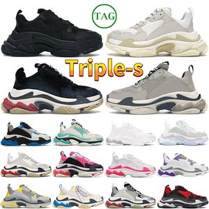 Luxury 17FW Triple-s High-top Dress Shoes Men Women Designer Platform Sneakers black white grey red pink blue green purple orange Womens Mens Trainers Outdoor Sneaker