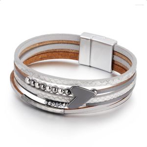 Bangle ZG Bracciale da donna Stile europeo e americano Amore irregolare Semplice multistrato in pelle intrecciata Gioielli femminili