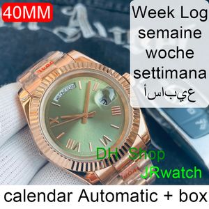 Date Luxury Men's Sports Week Watch Fullständig urtavla fungerar 2813 Automatisk Mekanisk Mode Affärsdykarklocka Lysande keramiskt rostfritt stål Vattentät Rose Gold Box