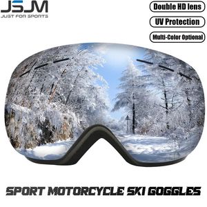 Лыжные очки JSJM для мужчин и женщин, двухслойные противотуманные очки, большие очки UV400, защитные очки для катания на лыжах, зимы, снега, сноуборда 231127