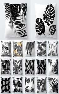 CushionDecorative Pillow Nordic Decoration Home Tropical Cushion Cover Black White Plant Leaves Decor Throw Sofa9774686