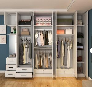 "Nordic Mirrored Wardrobe with Easy Assembly, 4-5 Door Panels, Modern Design for Small Apartments, Economical and Stylish Bedroom Furniture"