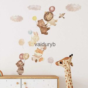 Duvar dekoru sevimli karikatür hayvan aslan tilki tavşan balon kreş çıkartmaları çocuk odaları için çocuklar bebek oda çıkartmaları duvarpaperaiduryb