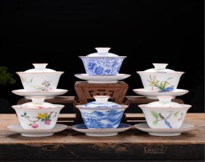 Tea Tureen Gaiwan Dehua Tea Sancai وعاء واحد يرسم يدويًا صينيًا تقليديًا غلاف النمط التقليدي 8017120