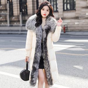 Коутс женщина Parker Silver Fox Fur Coldar White Gose Down Women Down Down Jacket 2023 Новая зимняя высококачественная куртка NBH703