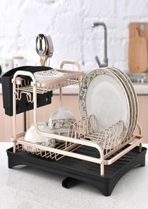 Aluminium Alloy Dish Rack Kitchen Organizer Storage Drainer Drying Plate Shelf Sink Supplies Knife and Fork Container 2203287981265