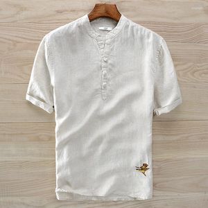 Camisas casuais masculinas Designer Brasil estilo linho de verão Men de manga curta Fashion moda Moda de tamanho grande química