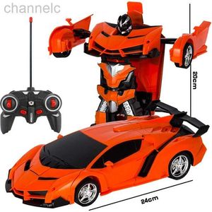 سيارة Electric/RC Car 2 في 1 روبوتات التحويل الكهربائية RC أطفال الألعاب في الهواء الطلق التحكم في طراز تشوه الرياضة الرياضية