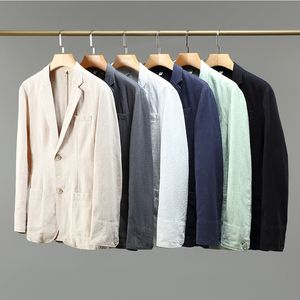 Herrdräkter blazrar flera färger 70 linne 30 casual smal fit jacka lätt 2 knapp blazer sportrock andningsbara kläder vita svart 230427