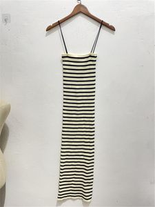 Dresses PB ZA summer new women's dress tube top straight striped knitted French temperament long dress 2488/023