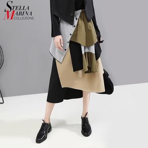 Dresses New Korean Style Woman Summer Patchwork Asymmetrical Skirt Elastic Waist Ruffles Layers Irregular Design Casual Skirt Style 5401