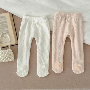 Calças 2023 inverno bebê mais veludo grosso leggings criança menina bonito flor meia-calça infantil roupas nascidas quentes