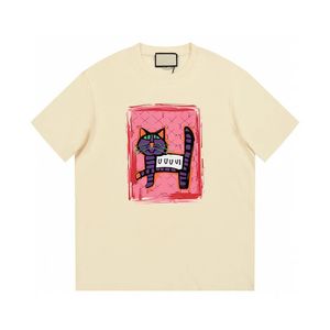 Designer T koszule Summer Cat Print Drukuj T-shirt krótkiego rękawu Mężczyźni i kobiety luźne koszulki