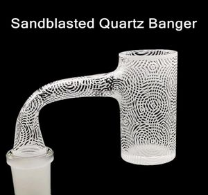 Sandblasted Quartz Banger 14mm Fully Weld 25mm Dab Nails with Beveled Edge 90 Male Joint Patterns Bucket Banger for Oil Rig Glass 8838249