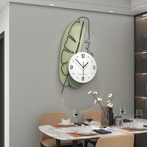 Настенные часы часы современный дизайн столовой домашний декор зеленый лист