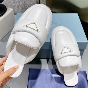 Mules padded Slippers Flattie Slides flats Sandals heeled Flat heels square open toe shoes women's luxury designers leather outsole Casual shoes factory footwear