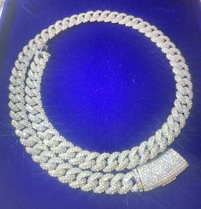 Yu Ying Silver Gra Moissanite 6mm 9mm 13mm bred diamant Iced Out Halsband Miami Cuban Link Chain för Hiphop Rapper Life