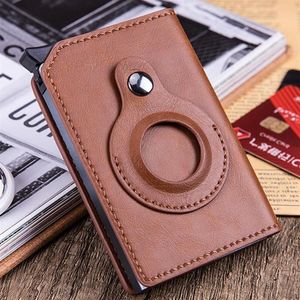 Plånböcker RFID Air Tag Men Card Holder Slim Thin Trifold Leather Mini Plånbok för Apply Small Male Money Purses237p