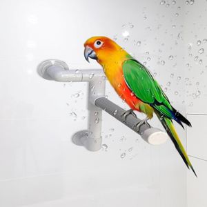 Leksaker Strong Sug Cup Parrot Dusch Perch väggmonterad dusch Stand Plast Portable Travel Bird Bath Stand Toy With Sug Cups