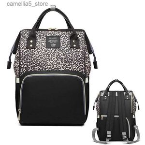 Sacos de fraldas LEQUEEN Leopard Print Mulheres Mochilas Multifuncionais Senhoras Ombro Mochila Grande Capacidade Mamãe Sacos Bebê Mudando Sacos de Fraldas Q231127