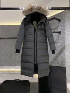 10A Wysokiej jakości słynne designerskie luksusowe kobiety Długie kurtki haft haftowe litery kanadyjskie zimowe z kapturem płaszcz zewnętrzny womans odzież wiatroodporna