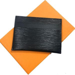 Klassisk svart äkta läder kreditkortshållare Slim Thin ID -kortfodral Pocket Bag Coin Purse Fashion Men Small Wallet Travel POUC266B