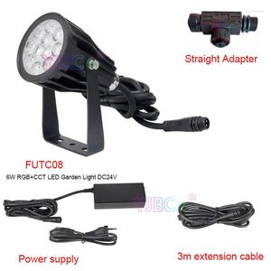 MIBOXER RGB CCT 6W LED 정원 라이트 DC 24V IP66 방수 실외 램프 조명 FUTC08 전원 어댑터 커넥터