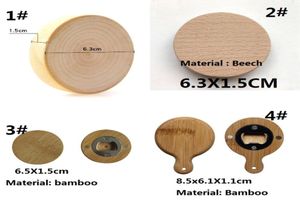 2022 vuoto fai da te in legno forma rotonda apribottiglie sottobicchiere magnete del frigorifero decorazione bottiglie di birra apri spiaggia bambù Pan shape5504533