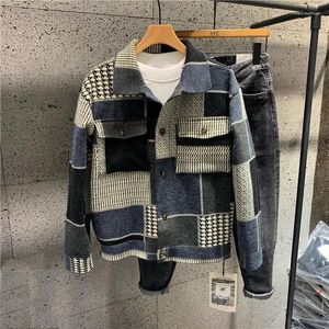 Giacche da uomo Cappotto da giacca con risvolto a contrasto con cuciture casual americane Abbigliamento da lavoro bello alla moda Top all-match