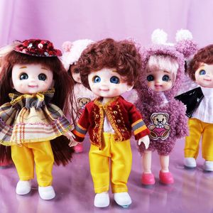 Bebekler 16cm BJD bebek 13 hareketli eklem mavi gri gözler moda giyim küçük kız şık makyaj oyuncak kızlar hediye 230427