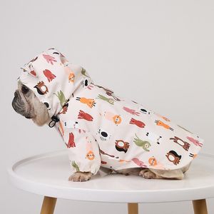 Raincoats Cartoon Print Pet Dog Raincoat för små medelstora hundar kawaii vattentät fransk bulldogg schnauzer mops kläder Yorkie regnjacka