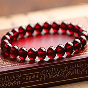 Braccialetto elasticizzato con perline rotonde in cristallo di quarzo rosso granato naturale da 6 mm