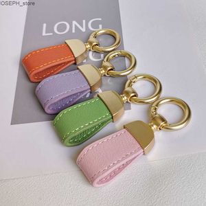 Key Rings French Sheepskin Key Holder Women High Quality Hardware Gold Color Metal Keyring Car Accessories Lovely Rope Leather Keychain J230427