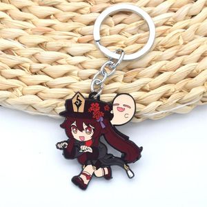 Keychains Anime Genshin Impact Hu Tao Venti Theme Cosplay Cute Q Versions Metal Keychain Pendant Keyring Bag Charm Funny Gift