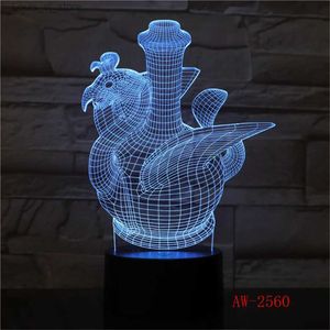 Nattlampor Swan 3D LED Nattljus med sensor Baby Color Changing Decoration Bedroom Atmosphere Nightlight Bedside Table Lamp AW-2560 YQ231127